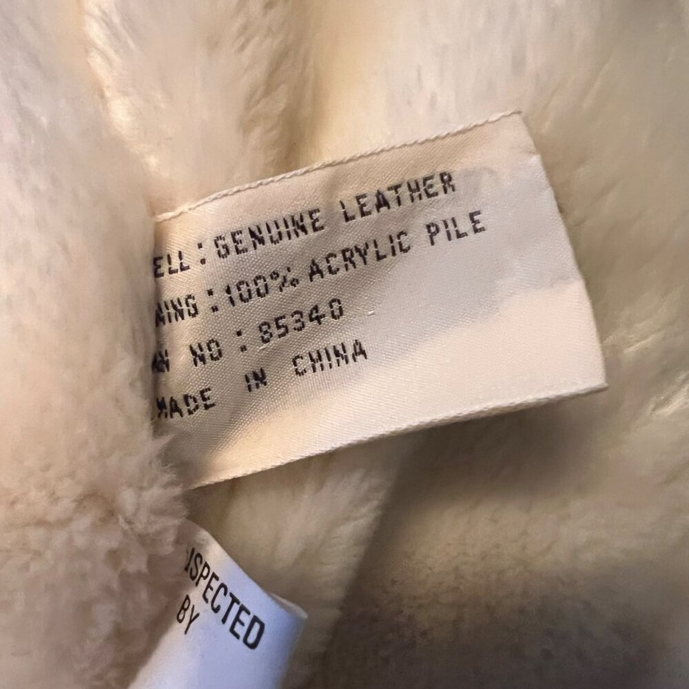 Braefair Leather Double-Breasted Faux Fur Coat L - Picture 4 of 14